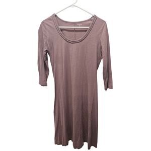 Garnet Hill Pink A-Line Dress Scoop Neck Minimalist Lagom Soft Knit Size XS